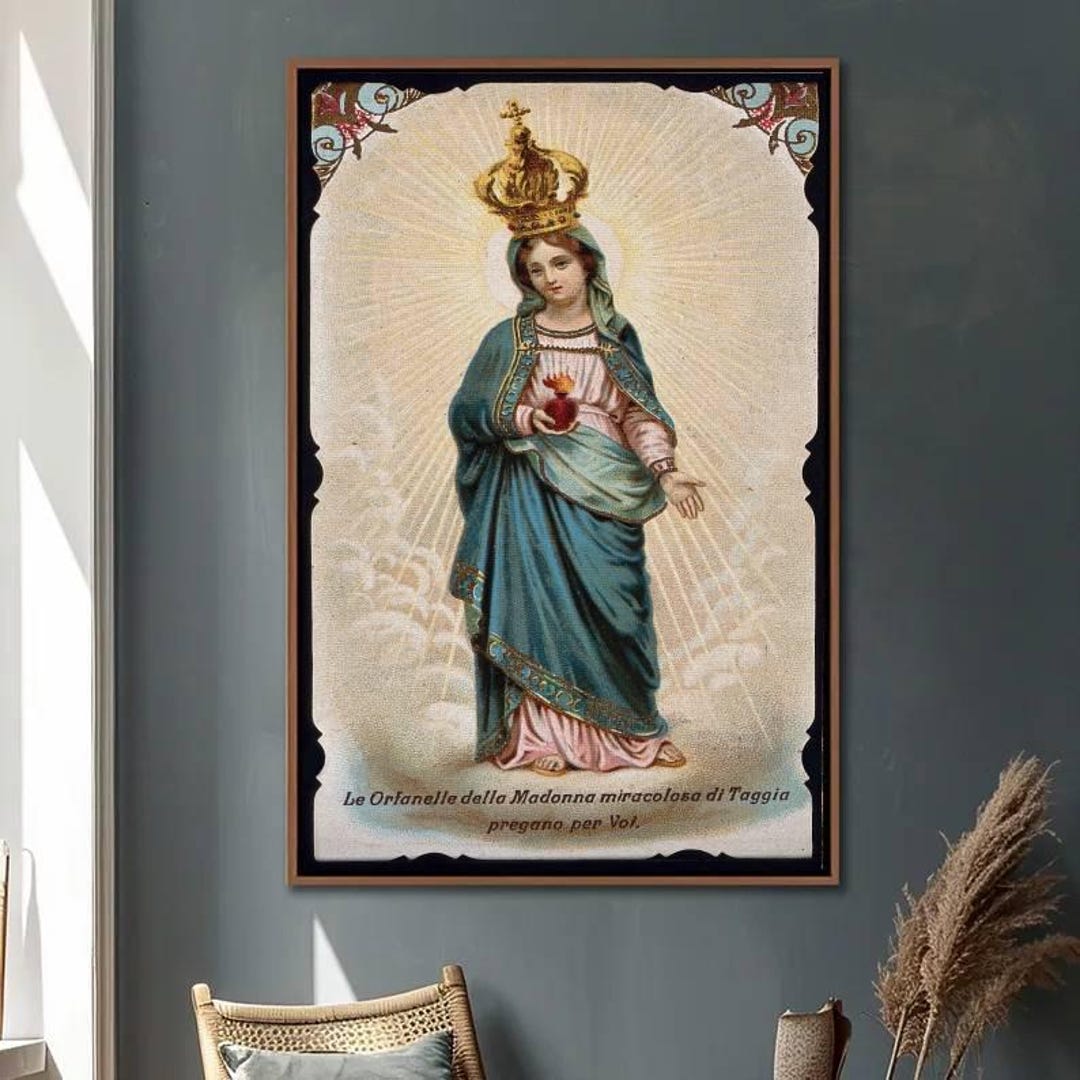 Virgin Mary Sacred Heart Wall Art, Catholic Religious Poster, Madonna ...