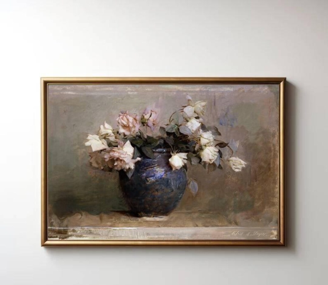 Vintage Floral Still Life Wall Art, Antique Flower Painting Print ...
