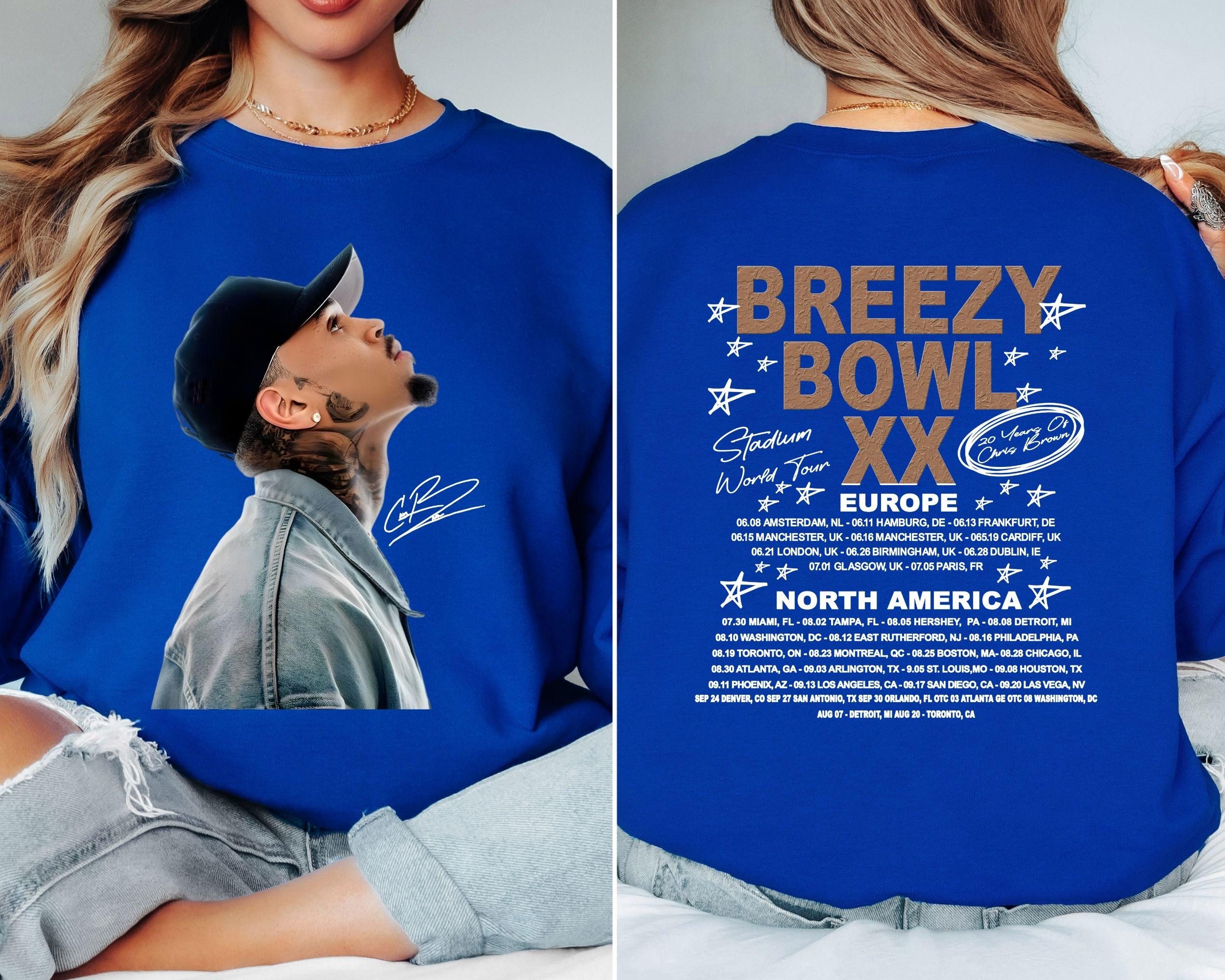 Vintage Chris Brown Middle Finger Shirt, Vintage Chris Brown Breezy Bowl XX Shirt, Concert 2025 Shirt