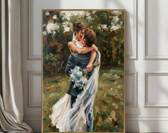 Oil Painting from Photo, Custom Oil Couple Portrait, Canvas wall art, Personalized Oil Painting Wall Art Canvas, Wedding Custom Canvas