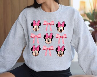 Pink Disney Minnie Sweatshirt, Minnie Coquette Bow T-Shirt, Disney Minnie Hoodie, Gift for Her