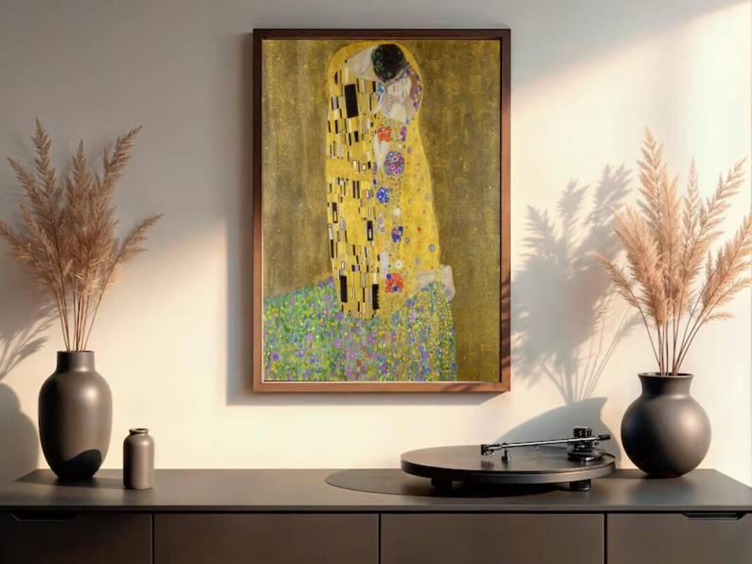 The Kiss by Gustav Klimt Canvas, Golden Art Print, Romantic Wall Art ...