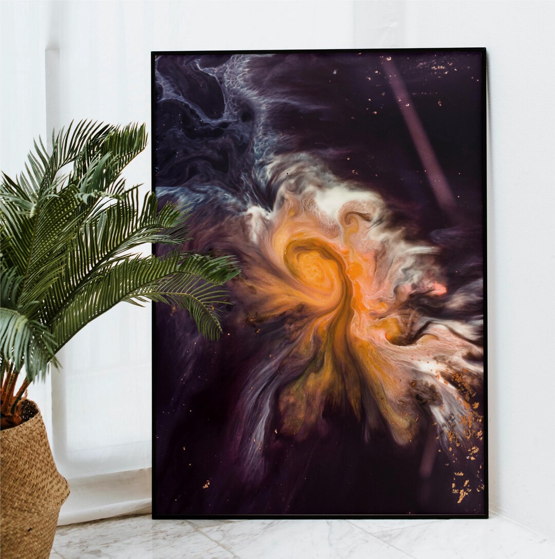 Abstract Galaxy Wall Art, Cosmic Nebula Art Print, Dark Modern Abstract ...