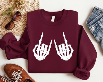 Skeleton Hand Rock and Roll T-Shirt: Horror Halloween Skull Tee