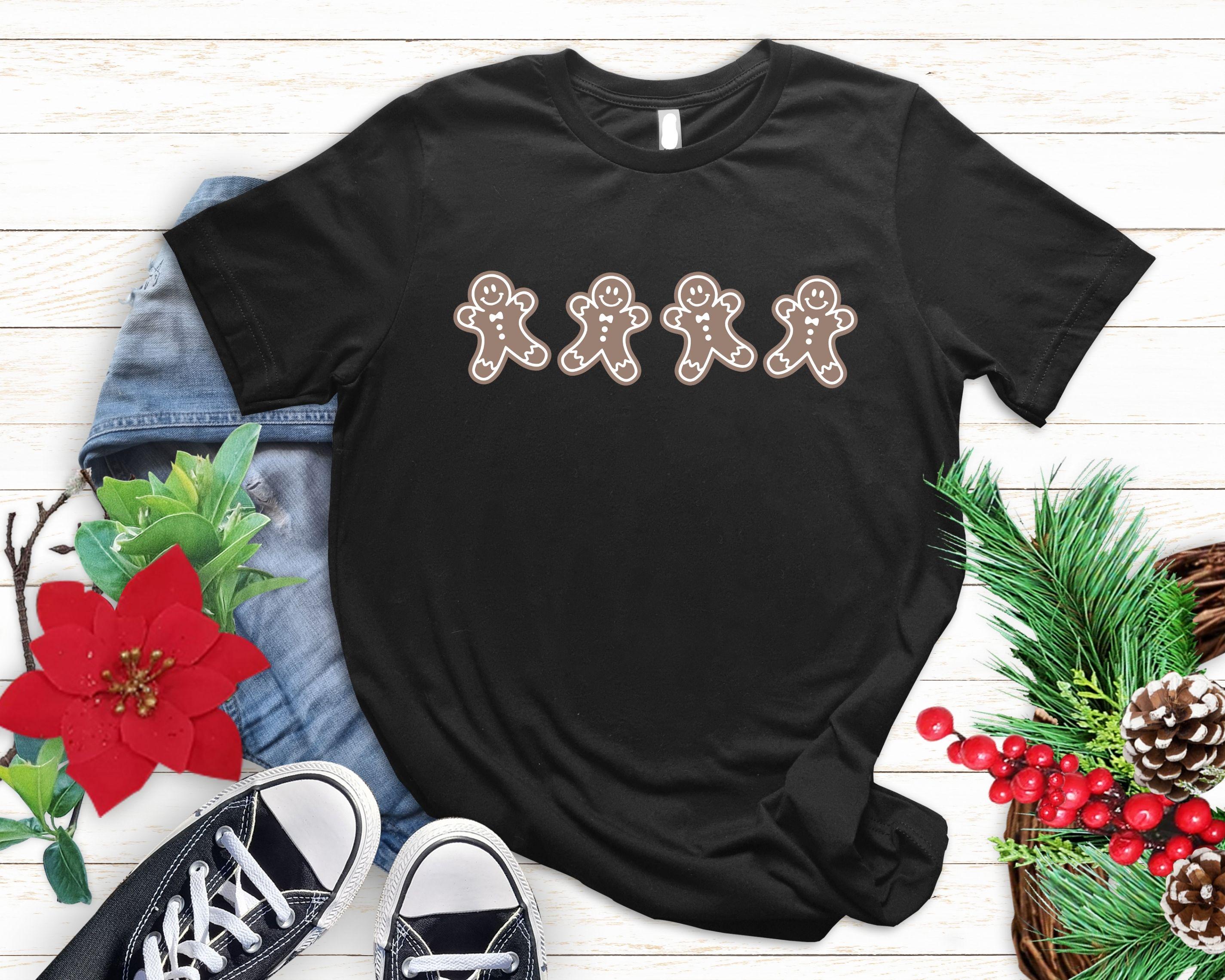 Chemise en pain d'épice, jolie chemise de Noël, t-shirt bonhomme en pain d'épice, t-shirt de vacances pour femme t-shirt d'hiver cadeau pour boulanger haut de Noël