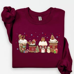 Gingerbread Christmas Coffee Shirt, Christmas coffee Sweatshirt, women Holiday sweater, Xmas Tee, Coffee Lover gift, Latte drink Crewneck