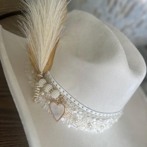 Ivory Wedding Cowboy Hat - Etsy display picture 3