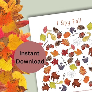 Printable I Spy Counting Activity Sheet - Fun Autumn Worksheet - Digital Download- Kindergarten - Preschool