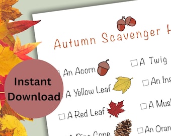 Herfst-natuurspeurtocht – afdrukbare herfstactiviteit voor kinderen (digitale download)