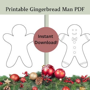 Gingerbread man PDF - Printable Gingerbread Man - Gingerbread Girl - Coloring Pages for Kids- Christmas Crafts for Kid -Template