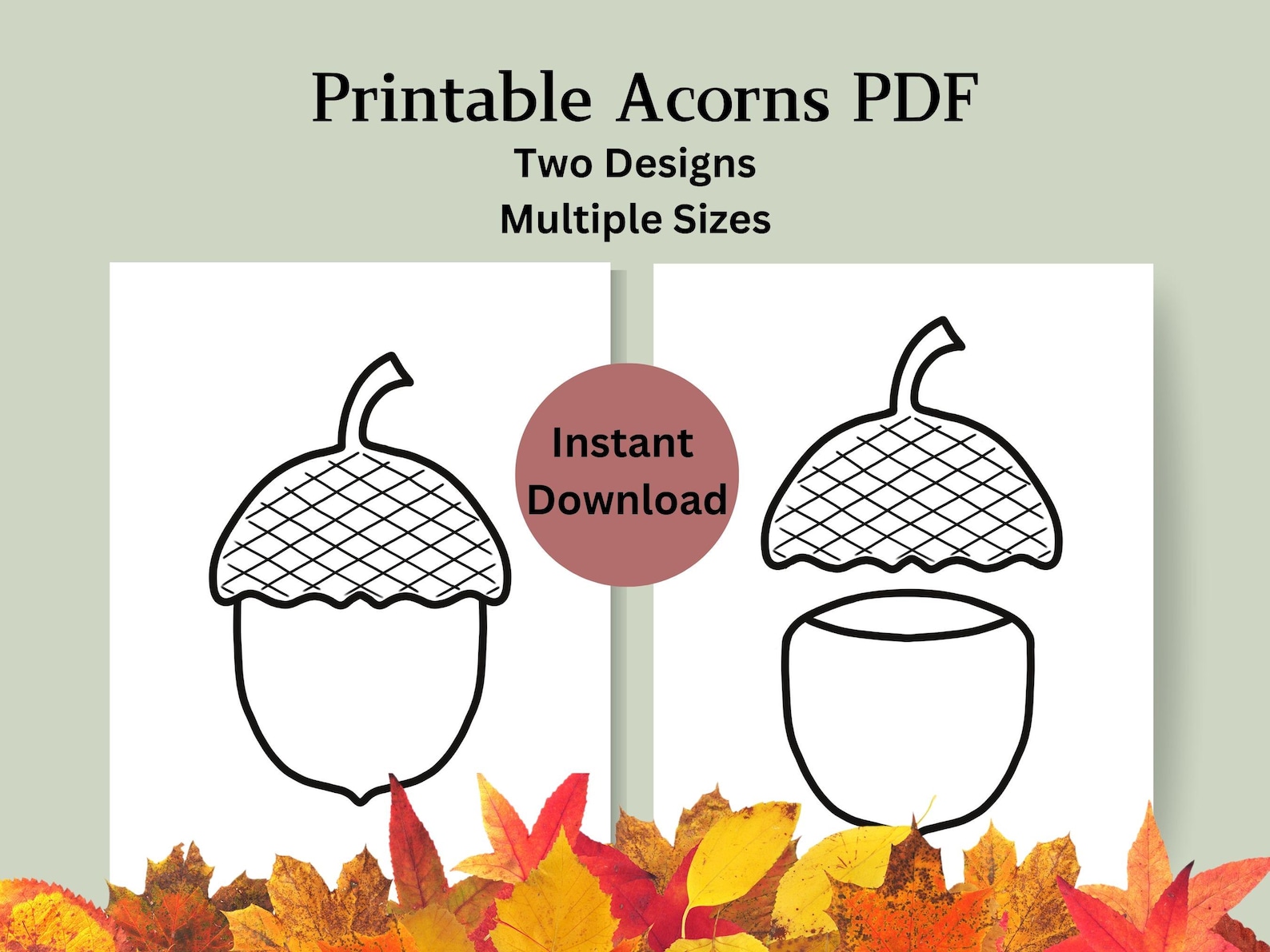Printable Acorn Template: Autumn Coloring Page (PDF) Fall Crafts ...