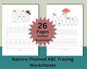 Printable Alphabet Tracing Worksheets Pre-K Kindergarten Toddler Handwriting Letter Practice Homeschool Teacher