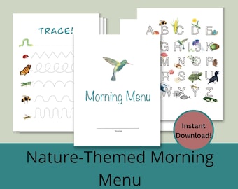 Homeschool Morning Menu- Preschool - Kindergarten - Toddler - Printable Worksheets - Numbers - Alphabet - Colors - Seasons