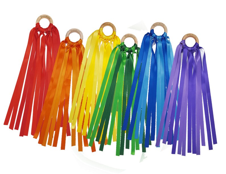 Personalized Rainbow Ribbon Toy, Organic Montessori Hand Kite - Etsy