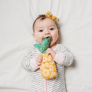 Organic Baby Rattle, Pineapple Baby Gift, Heirloom Baby Toy, Pineapple Rattle, Pineapple Gift Idea, Baby Shower gift, Sensory Baby Toy image 1