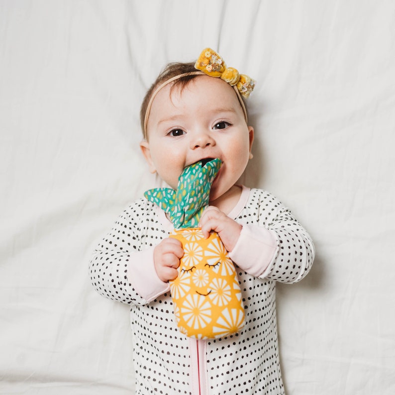 Organic Baby Rattle, Pineapple Baby Gift, Heirloom Baby Toy, Pineapple Rattle, Pineapple Gift Idea, Baby Shower gift, Sensory Baby Toy image 1