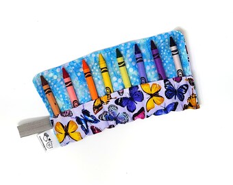 Butterfly Crayon Roll with 8 Crayons, Kids Travel Accessory