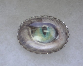 Custom Pet Eye Miniature Hand-Painted, Original Painting Personalized Brooch or Necklace
