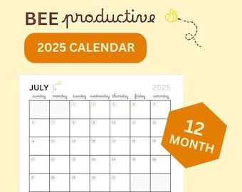 Bee Themed 2025 Calendar Printable 12 Month 8 5x11 Download Etsy Il 340x270.6234043200 Ijiq