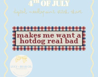 Fourth of July Needlepoint Stitch Chart - Instant digital PDF download