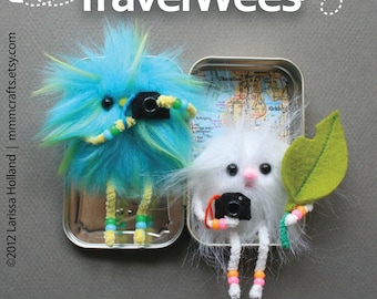 TravelWees PDF craft pattern for a miniature furry travel companion in a tin