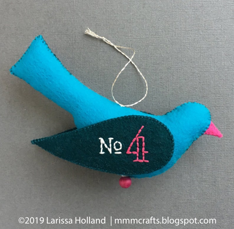 Colly Bird PDF pattern for a hand sewn wool felt ornament image 7