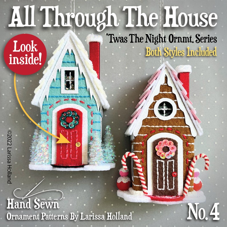 All Through The House PDF pattern, a hand sewn wool felt ornament image 1