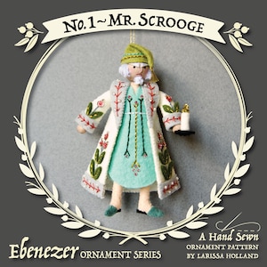 Mr. Scrooge PDF pattern, a hand sewn wool felt ornament