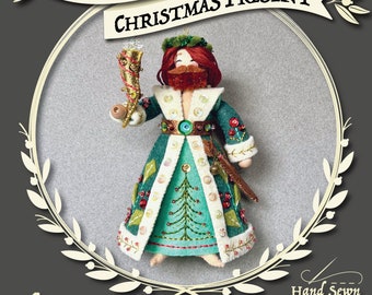 Ghost of Christmas Present PDF pattern, a hand sewn wool felt ornament, Ebenezer Ornament Series No. 4