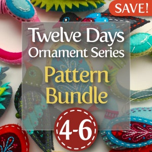 Twelve Days Series 4-6 PDF Pattern Bundle: Colly Bird, Gold Ring, and Goose a-Laying image 1