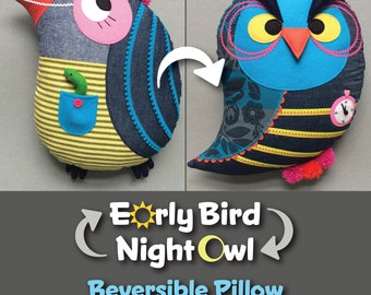Early Bird/Night Owl Reversible Pillow PDF Pattern