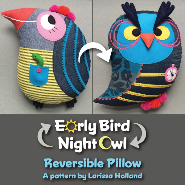 Patrón PDF de almohada reversible Madrugador/Noctámbulo