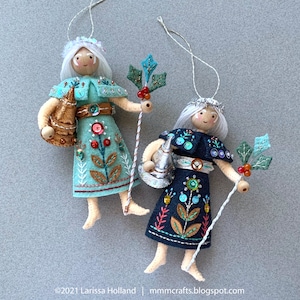 Ghost of Christmas Past PDF pattern, a hand sewn wool felt ornament, Ebenezer Ornament Series No. 3 image 4