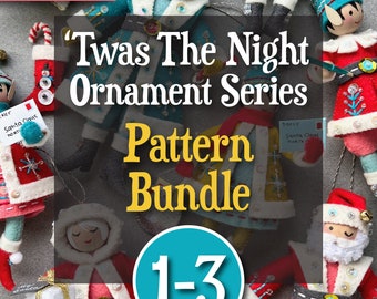 Twas The Night 1-3 PDF Pattern Bundle: Weihnachtsmann, Mrs. Claus und kleine Elfen