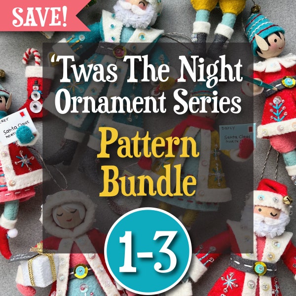 Twas The Night 1-3 PDF Pattern Bundle : Père Noël, Mme Noël et Petits Elfes