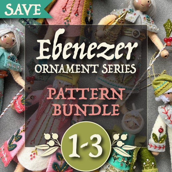 Ebenezer 1-3 PDF Pattern Bundle: Mr Scrooge, Mr Marley, and Ghost of Christmas Past