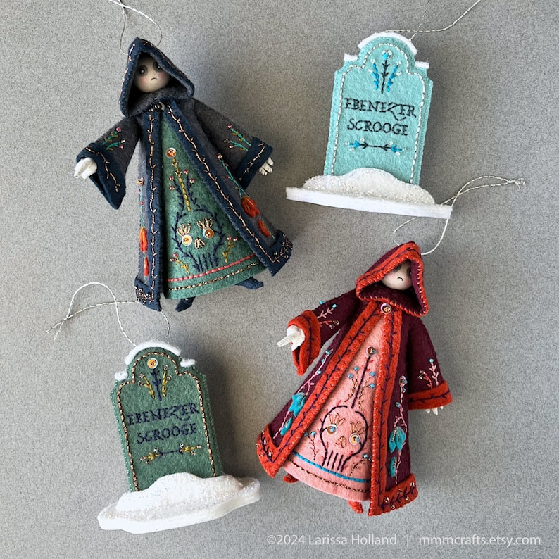 Ghost of Christmas Yet To Come PDF pattern, a hand sewn wool felt ornament, Ebenezer Ornament Series No. 5 image 6