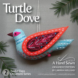 Turtle Dove PDF pattern for a hand sewn wool felt ornament