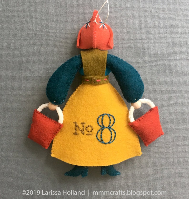 Maid a-Milking PDF pattern for a hand sewn wool felt ornament image 7