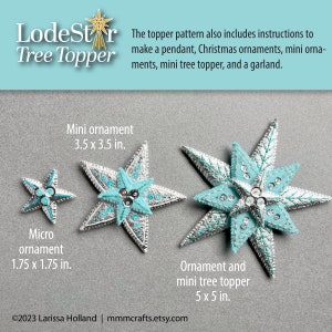 LodeStar Tree Topper PDF pattern, a hand sewn wool felt Christmas star image 6