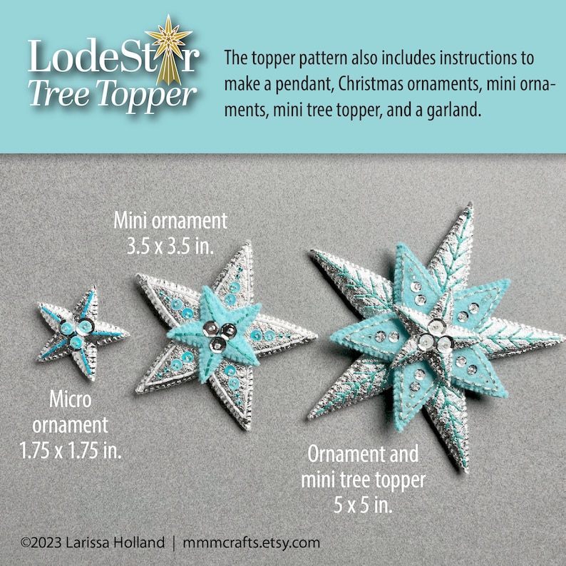 LodeStar Tree Topper PDF pattern, a hand sewn wool felt Christmas star image 6