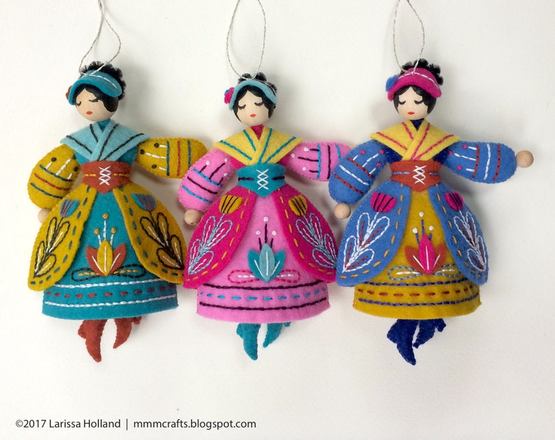 Lady Dancing PDF pattern for a hand sewn wool felt ornament image 3