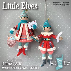 Patrón PDF de Elfos Pequeños para adornos navideños de fieltro de lana cosidos a mano