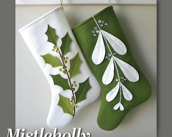 Mistleholly Felt Christmas Stocking PDF pattern