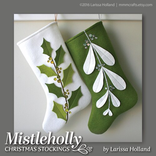 Mistleholly Filz Weihnachtsstrumpf PDF Nähanleitung, die Maschinen- und Handnähen kombiniert