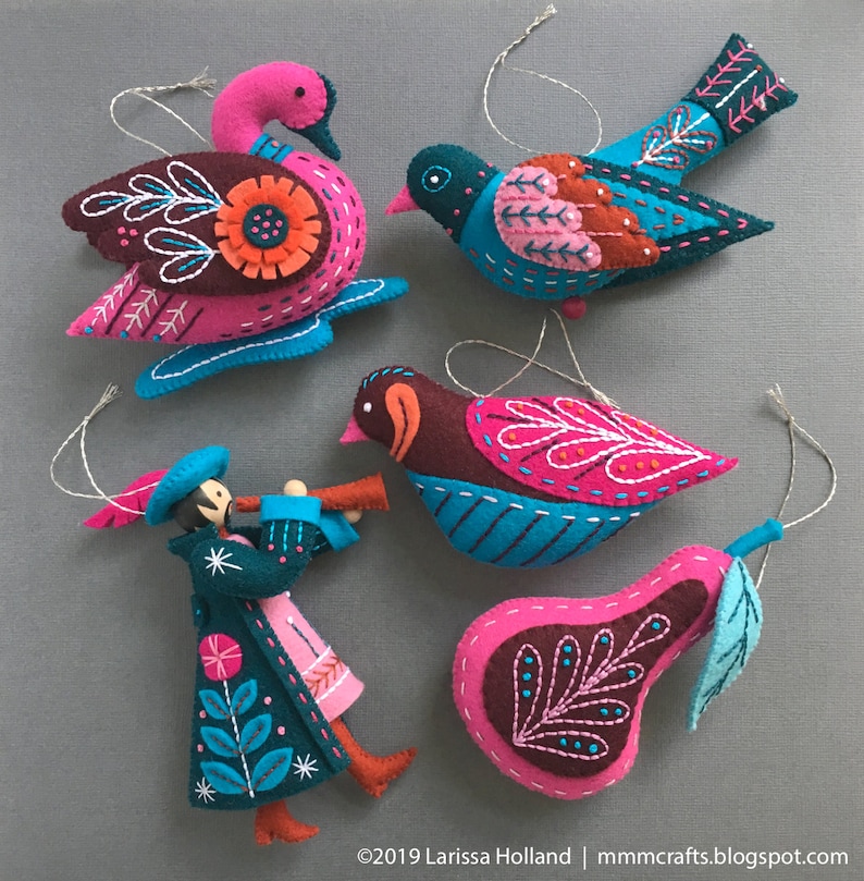 Twelve Days Series COMPLETE 1-12 PDF Pattern Bundle: A discounted set of hand sewn wool felt Christmas ornament patterns plus bonus content! image 6