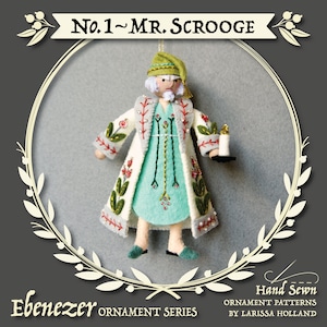 Mr. Scrooge PDF pattern, a hand sewn wool felt ornament