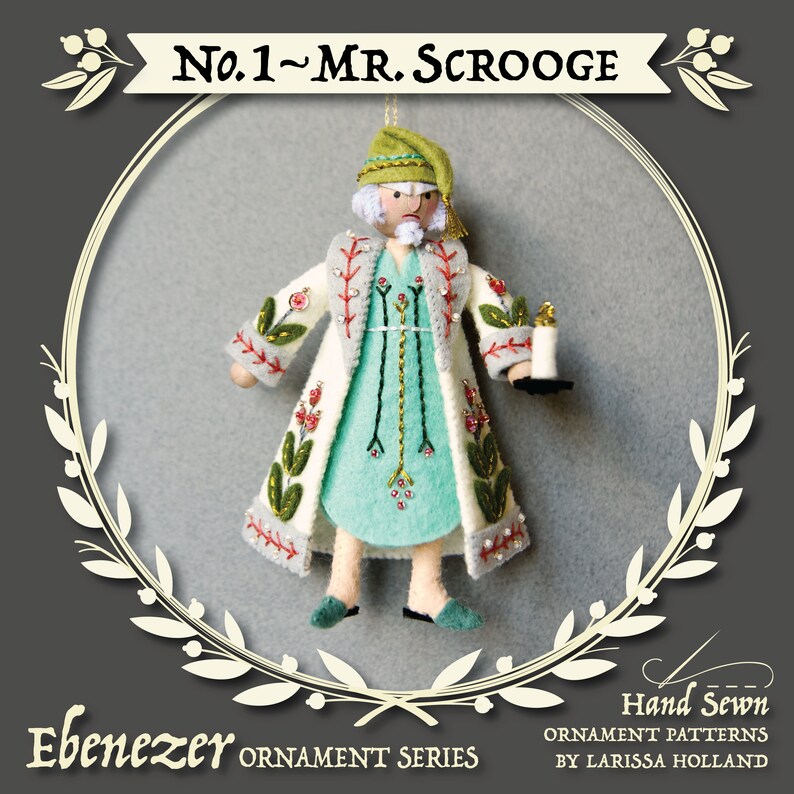 Mr. Scrooge PDF pattern, a hand sewn wool felt ornament image 1