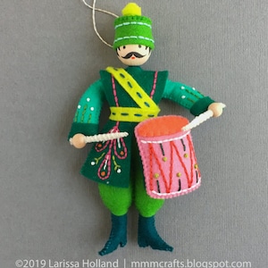 Drummer Drumming PDF pattern for a hand sewn wool felt ornament image 6