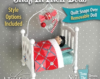 Snug In Their Beds PDF Pattern for a hand sewn wool felt Christmas ornament